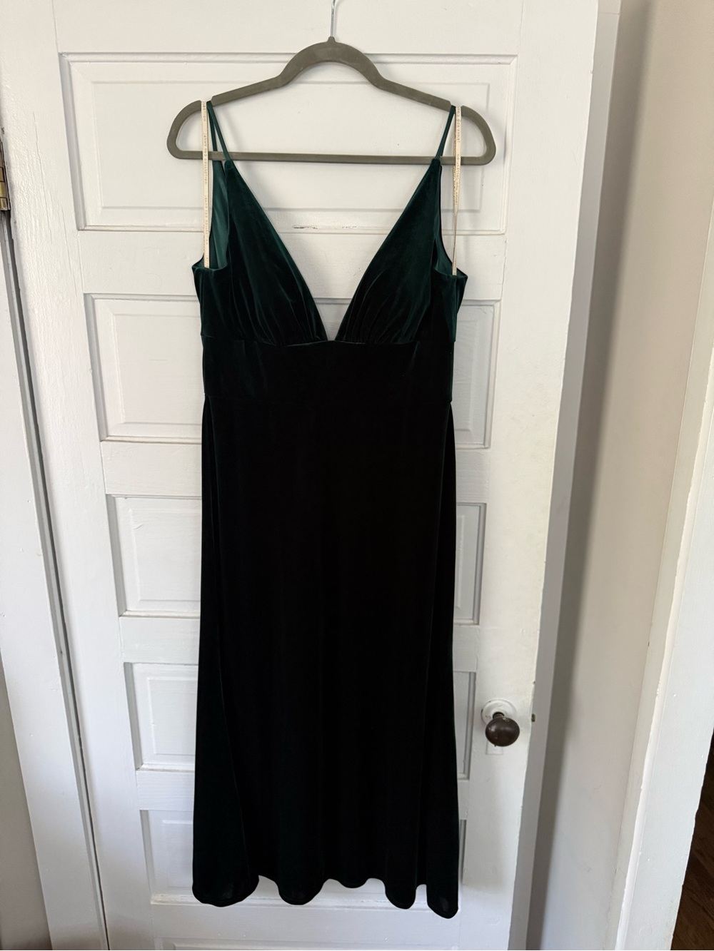 Jenny Yoo Emerald Green Velvet Midi Dress